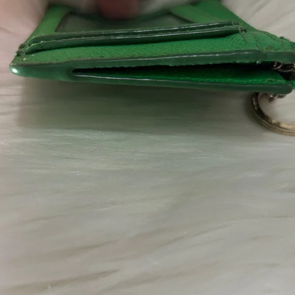 Coach Green Leather Zip Card Holder with Key Ring - Picture 3 of 11